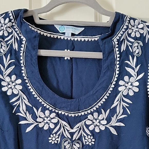 Escapada Living Navy Blue Embroidered Women's Size Small - Picture 4 of 9